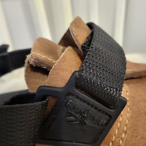 Reebok Beatnic Sandals Shoes Sherpa Brown Suede leather Black trim size 11 - Picture 2 of 12